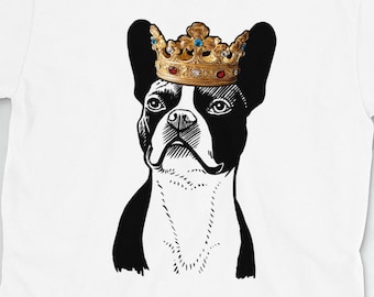 Boston Terrier Shirt: Boston Terrier Wearing Crown Short-Sleeve Unisex T-Shirt