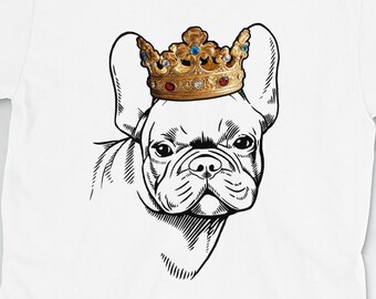 French Bulldog Shirt: French Bulldog Wearing Crown Short-Sleeve Unisex T-Shirt