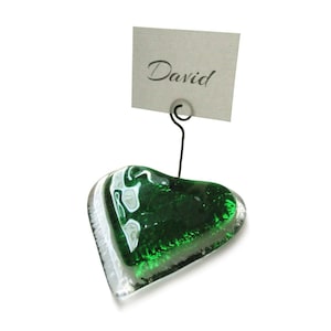 Murano Glass Heart Placeholder - Decoración de la mesa - Portatarjetas de vidrio fundido - Clip de postal - Muchos colores