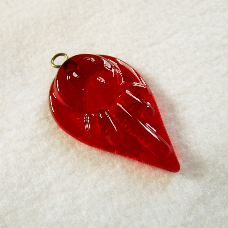 Ruby red Murano glass pendant nickel-free Fused glass jewel Unique gift for woman or girl
