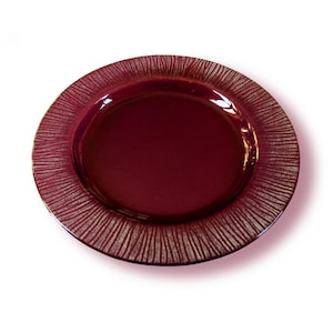 Purple Murano Glass dessert plate – Striae Series, Round fused glass dish with grey stripes-Small plate for fruit or sweet-Little cake plate