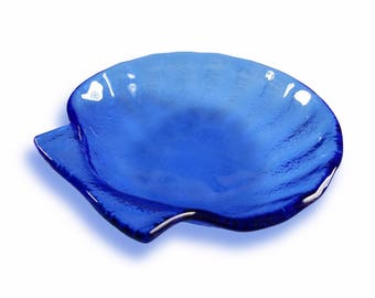 Blue and light blue Murano glass shell, bath bowl, ring and hair clip plate, many colors available