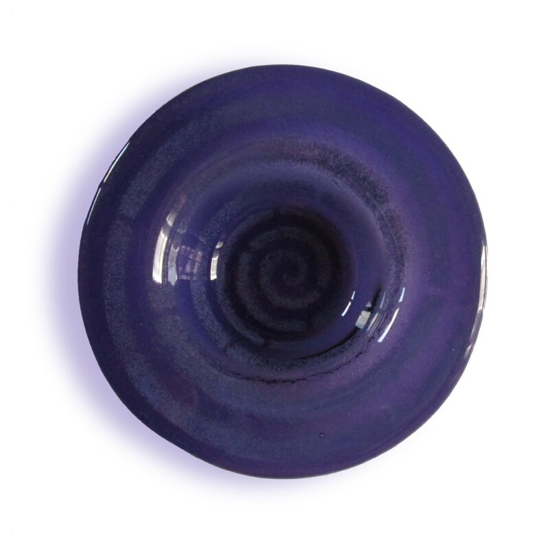 Violet Murano glass favour, Fused glass bowl Spiral series, Small round cup with lilac decor, wedding / baptism memento, Marriage souvenir image 2