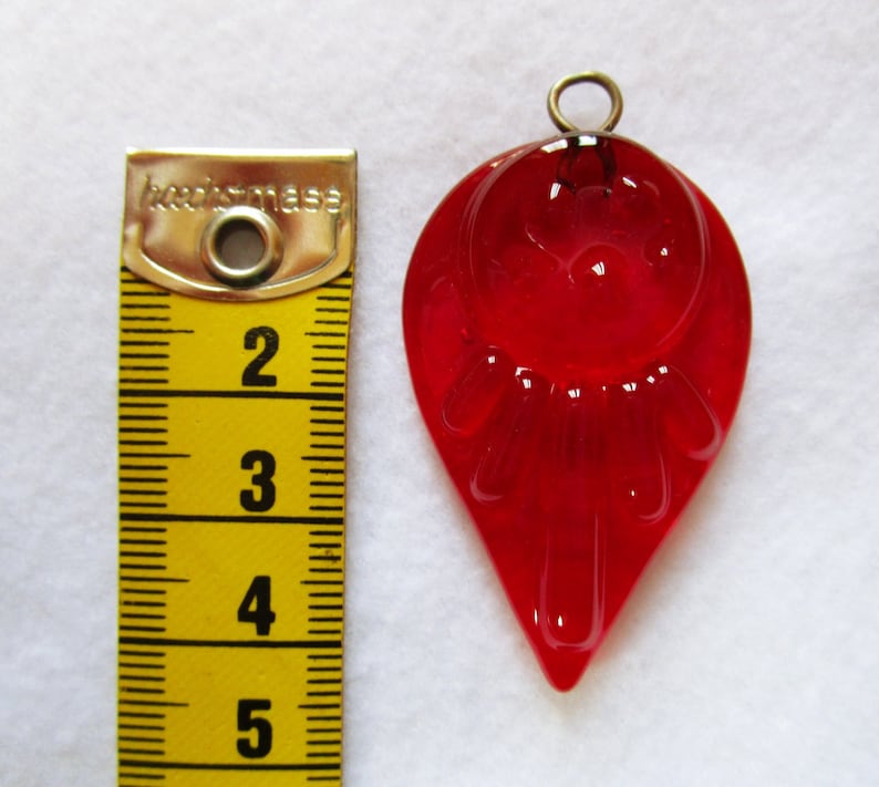 Ruby red Murano glass pendant nickel-free Fused glass jewel Unique gift for woman or girl