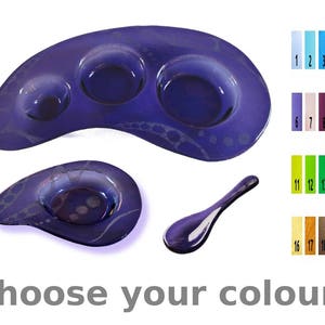Aperitif set with Murano glass appetizer tray , gravy boat and spoon – Flux Series, Table serving set, Tableware gift, Choose your colour