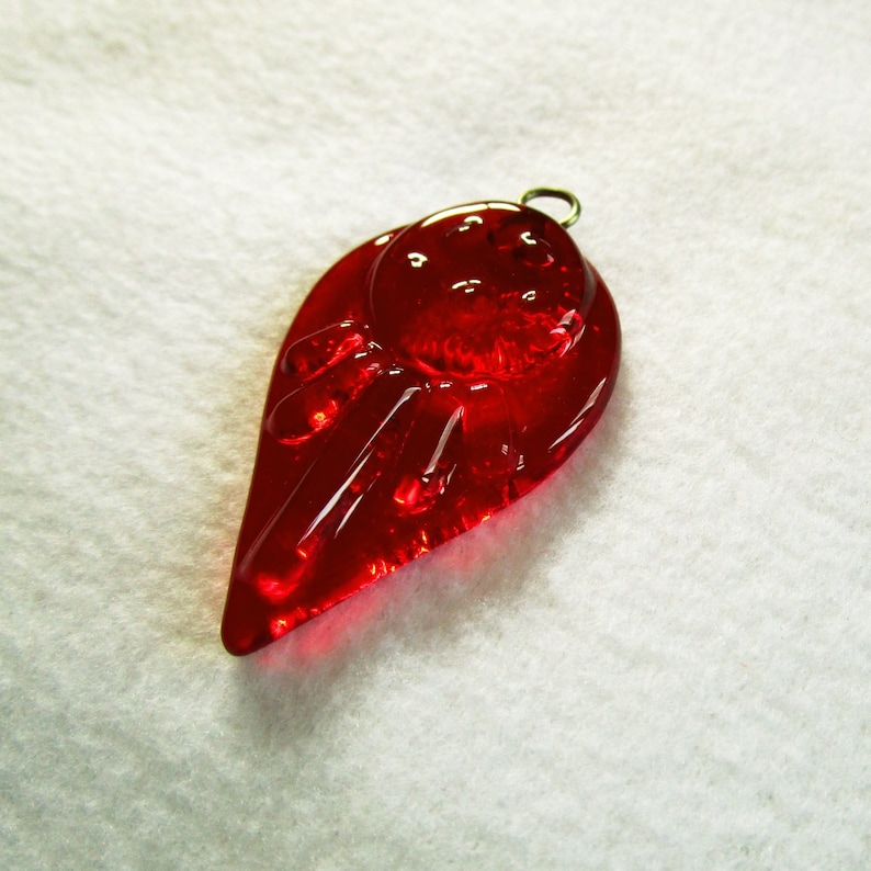 Ruby red Murano glass pendant nickel-free Fused glass jewel Unique gift for woman or girl