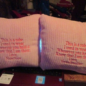 Memory Pillows FULL 16 X 16 Pillow Complete with Monogrammed Verse and Name PERFECT Christmas Gift image 2