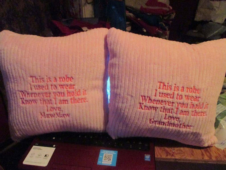 Memory Pillows FULL 16 X 16 Pillow Complete with Monogrammed Verse and Name PERFECT Christmas Gift image 2