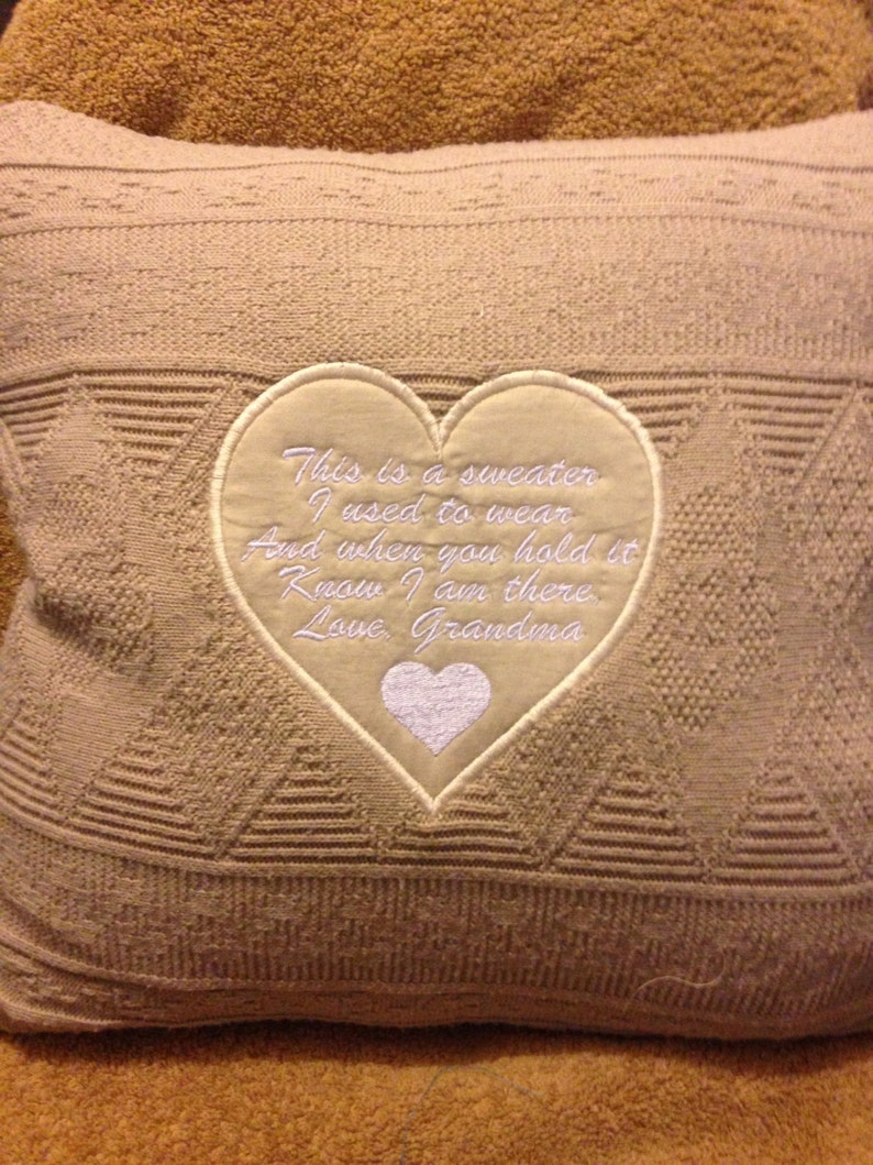 Memory Pillows FULL 16 X 16 Pillow Complete with Monogrammed Verse and Name PERFECT Christmas Gift image 1