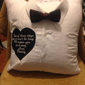 Memory Pillow with collar and tie accents your choice of verse image 2