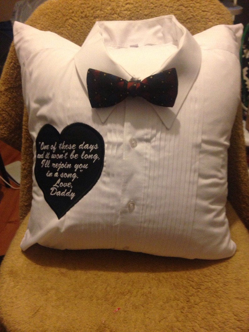 Memory Pillow with collar and tie accents your choice of verse image 2