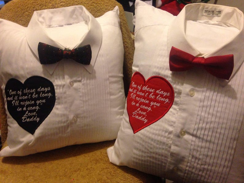 Memory Pillow with collar and tie accents your choice of verse image 1