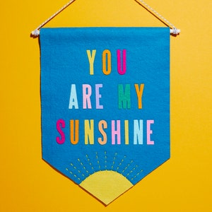 Handmade Felt Pennant Banner You Are My Sunshine in Turquoise, Customizable!