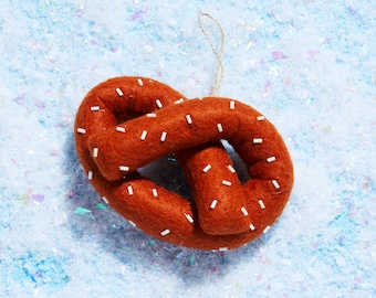 Handmade Felt Pretzel Christmas Ornament