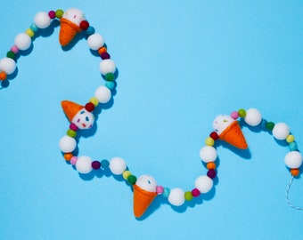 Ice Cream Felt Ball Garland