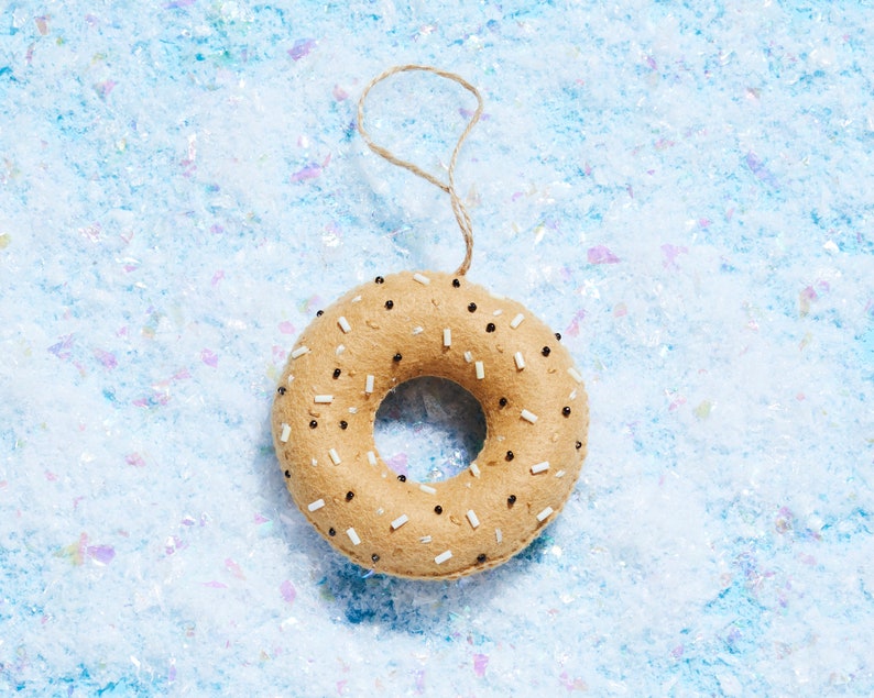 Handmade Felt Everything Bagel Christmas Ornament image 1