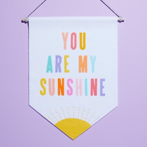 Handmade Felt Pennant Banner You Are My Sunshine in White, Customizable!
