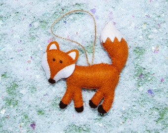 Handmade Felt Fox Christmas ornament