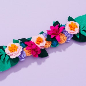 Bright & Colorful Adjustable Felt Flower Crown on Pink Elastic