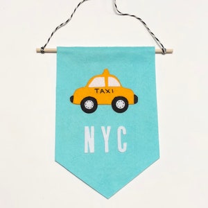 Handmade Felt Mini Pennant NYC Taxi image 2