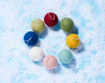 Large Felted Wool Ball Ornaments (Set of 16): Colorful, Unbreakable Christmas Decor