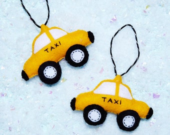 Handmade Felt New York City Taxi Christmas Ornament