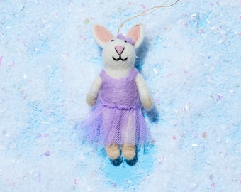 Handmade Purple or Pink Ballerina Bunny ornament