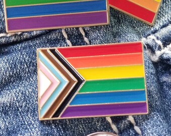 Inclusivity Pride Rainbow Flag Jewelry, Progressive Gay Pride Flag Pin, LGBTQIA+ Jewelry, Everyone is Welcome Here Flag, LGBTQ+ Pride Pin