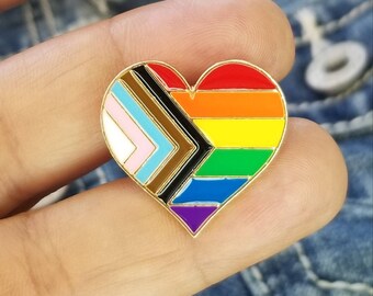 Gay Pride Lapel Pin, LGBTQIA+ Pin, Rainbow Ally Pin, Transgender Support Enamel Pin, Heart Rainbow Inclusivity Pride Pin, Be Proud Sexuality