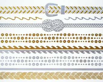 Minimalist Jewelry, Minimalist Bracelet, Minimalist Ring Tatt, Minimialist Necklace Tattoos, Simple Metallic Silver and Gold Jewelry Tattoos