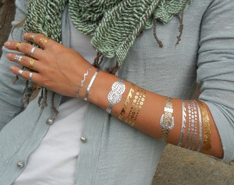 Wedding Party Favor Tattoos, Wedding Temporary Tattoo Favors, Wedding Party Temporary Tattoos Wedding Favors, Bridesmaids METALLIC TATTOOS