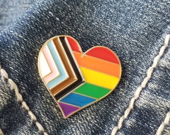 LGBTQIA+ Jewelry, Rainbow Pin, Rainbow Gay Pride Support Enamel Pin, Heart Rainbow Inclusivity Pride Pin, Love is Love Gay Lesbian Bi Trans
