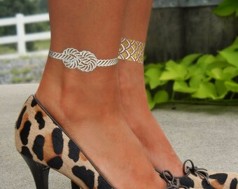 Ocean Jewelry, Ocean Waves Bracelet, Knotted Rope Bracelet, Bubbles Bracelets, Braided Bracelet, Ocean Metallic Tattoos for the Beach