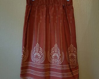 Silk Midi Skirt, Burnt Sienna