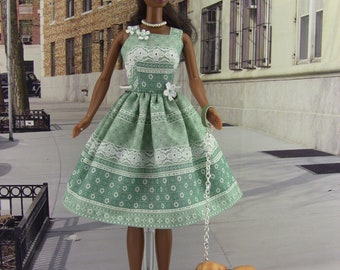 11.5"-12" fashion doll dress, "Spring Fling" collection, handmade fashion doll dress