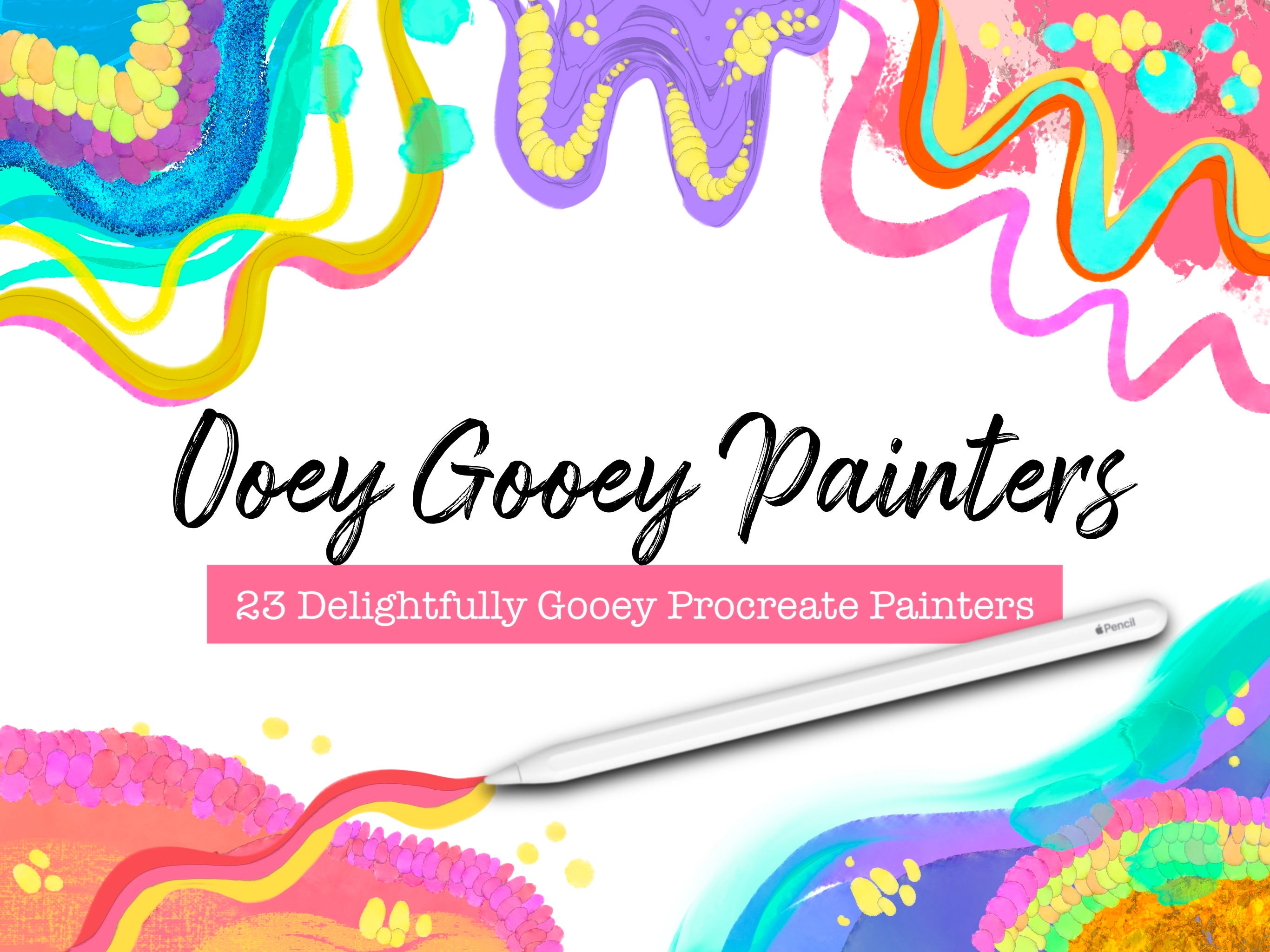 Ooey Gooey Painters – Paquete de pinceles 3D para Procreate en iPad, pinceles de pintura con textura para ilustración