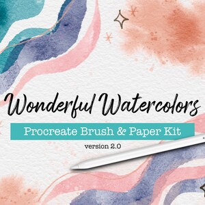 Wonderful Watercolors || Procreate Watercolor Aquarelle Brush Set + Paper Texture + Bonus Palette | Digital Painting for iPad + Apple Pencil