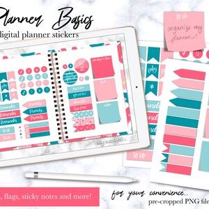 Planner Basics, Precropped Digital Stickers, Goodnotes, Digital Planner, iPad Planner Stickers
