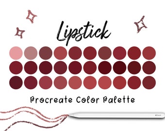 Lipstick Procreate Color Palette, Procreate Tools, Procreate Swatches, iPad Art, Lip Colors,Color Swatches, Procreate Palette, Procreate Art
