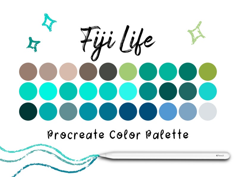 Fiji Life Procreate Color Palette, Procreate Tools, Procreate Swatches, iPad Art, island Color Swatches, Procreate Palette, Procreate Art image 1