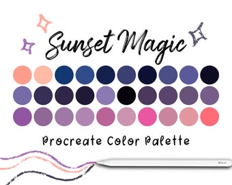 Sunset Magic Procreate Color Palette, Procreate Tools, Procreate Swatches, iPad Art, Color Swatches, Procreate Palette, Procreate Art
