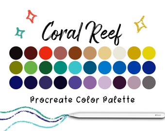 Coral Reef Procreate Color Palette, Procreate Tools, Procreate Swatches, iPad Art, Color Swatches, Procreate Palette, Procreate Art