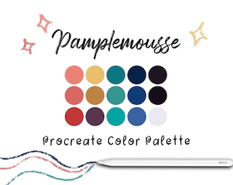 Pamplemousse Procreate Tavolozza dei colori, Strumenti Procreate, Campioni Procreate, iPad Art, Campioni di colore, Tavolozza Procreate, Procreate Art