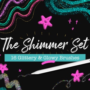 Shimmer Procreate Brush Bundle // Pennelli glitterati, luminosi, metallici e scintillanti per Procreate