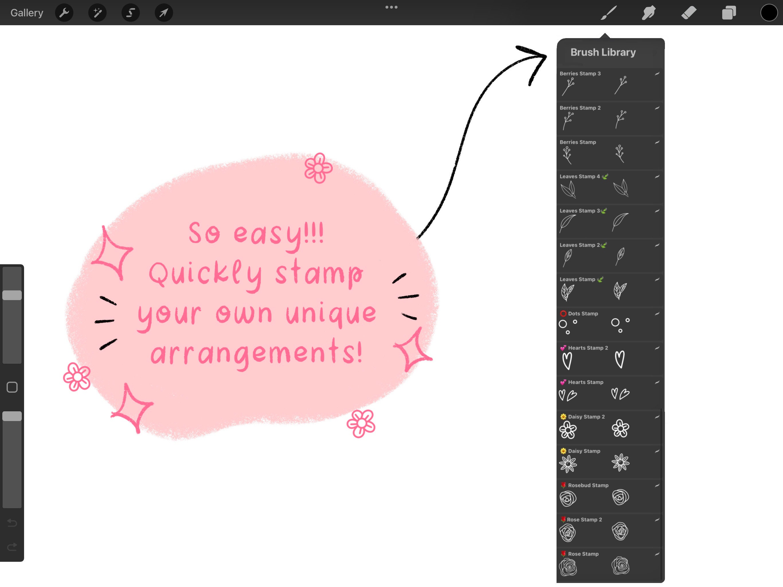 Floral Doodles Procreate Stamp Set, Procreate Brush Guides, Digital ...