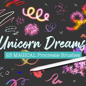 Unicorn Dreams Digital Brush Set for Procreate, Glitter, Sparkles, Stars, Confetti, Holo, iPad Art, Apple Pencil, Brushes