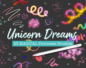 Unicorn Dreams Digital Brush Set for Procreate, Glitter, Sparkles, Stars, Confetti, Holo, iPad Art, Apple Pencil, Brushes