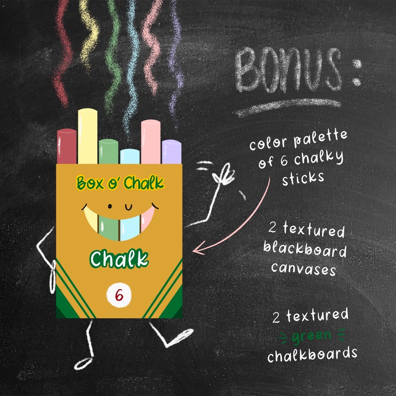 Chalkboard Fun Digital Brush and Board Bundle, Procreate, Chalk Brush