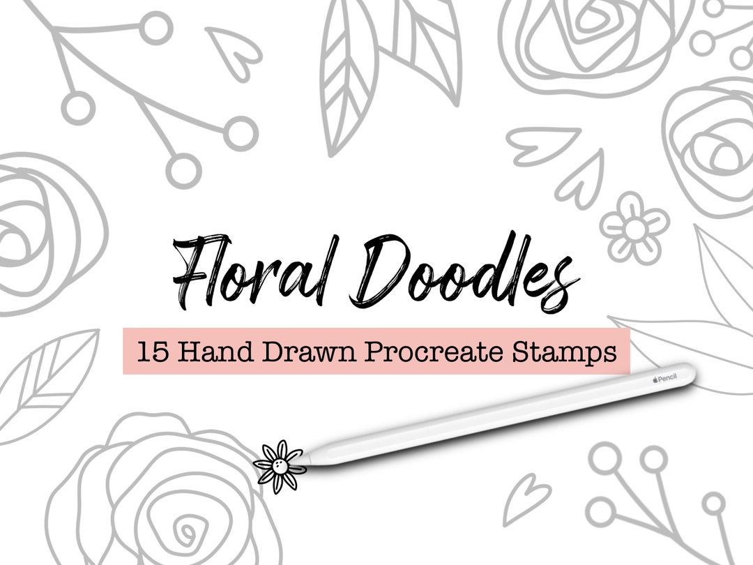 Floral Doodles Procreate Stamp Set, Procreate Brush Guides, Digital ...