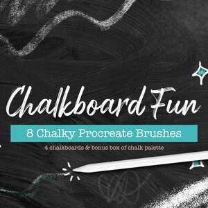 Chalkboard Fun Digital Brush and Board Bundle, Procreate, Chalk Brush, Chalkboard, Canvas, Palette, iPad Art, Apple Pencil, Brushes